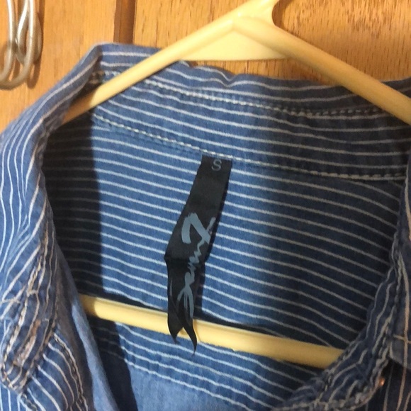 Seven for all mankind denim button down long sleeve blouse size small - Picture 2 of 8